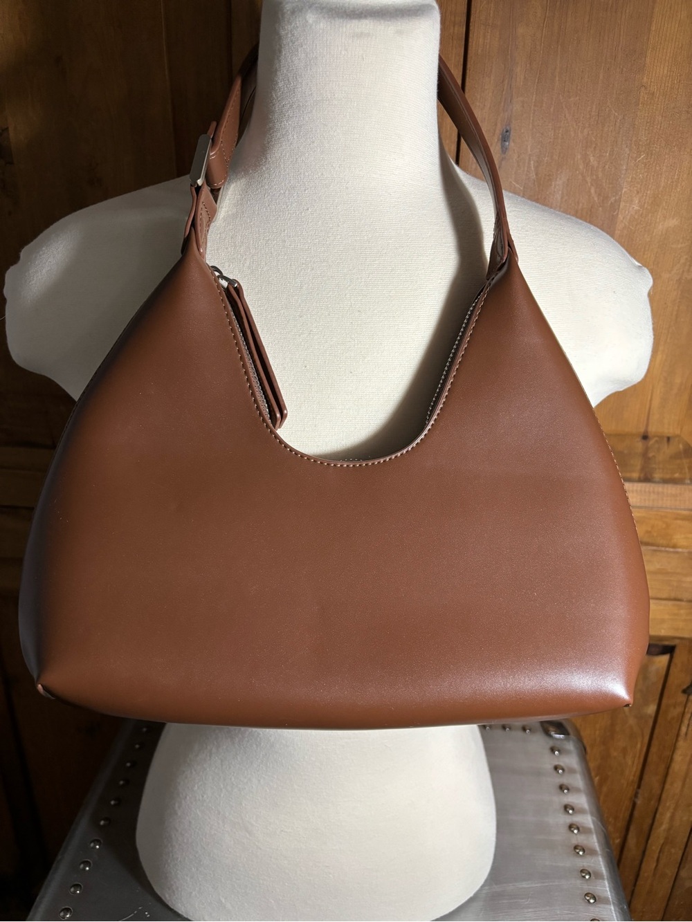 Classic Brown Leather Hobo Bag - Women's Shoulder Purse